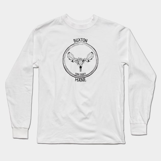 Buxton Maine Moose Long Sleeve T-Shirt by TrapperWeasel